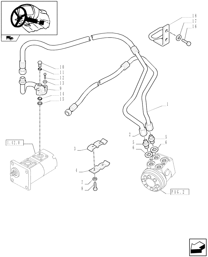 Схема запчастей Case IH FARMALL 95C - (1.92.63[03]) - POWER STEERING PIPES (10) - OPERATORS PLATFORM/CAB