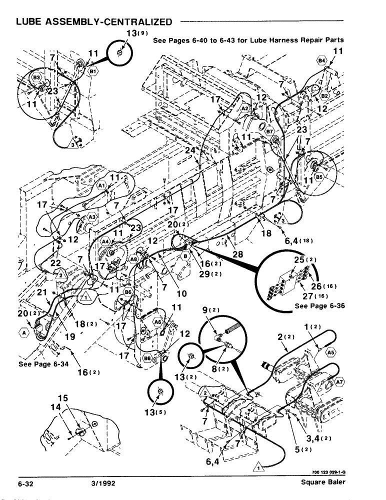 Схема запчастей Case IH 8570 - (6-32) - LUBE ASSEMBLY, CENTRALIZED (14) - BALE CHAMBER