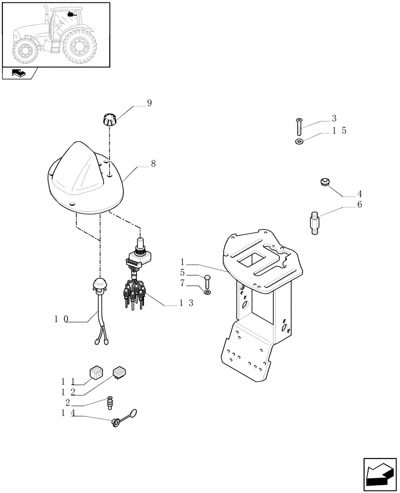 Схема запчастей Case IH PUMA 125 - (1.96.0/03[01]) - PREDISPOSITION FOR ISOBUS VIRTUAL TERMINAL - SUPPORT AND CONTROLS (VAR.330079-334761) (10) - OPERATORS PLATFORM/CAB