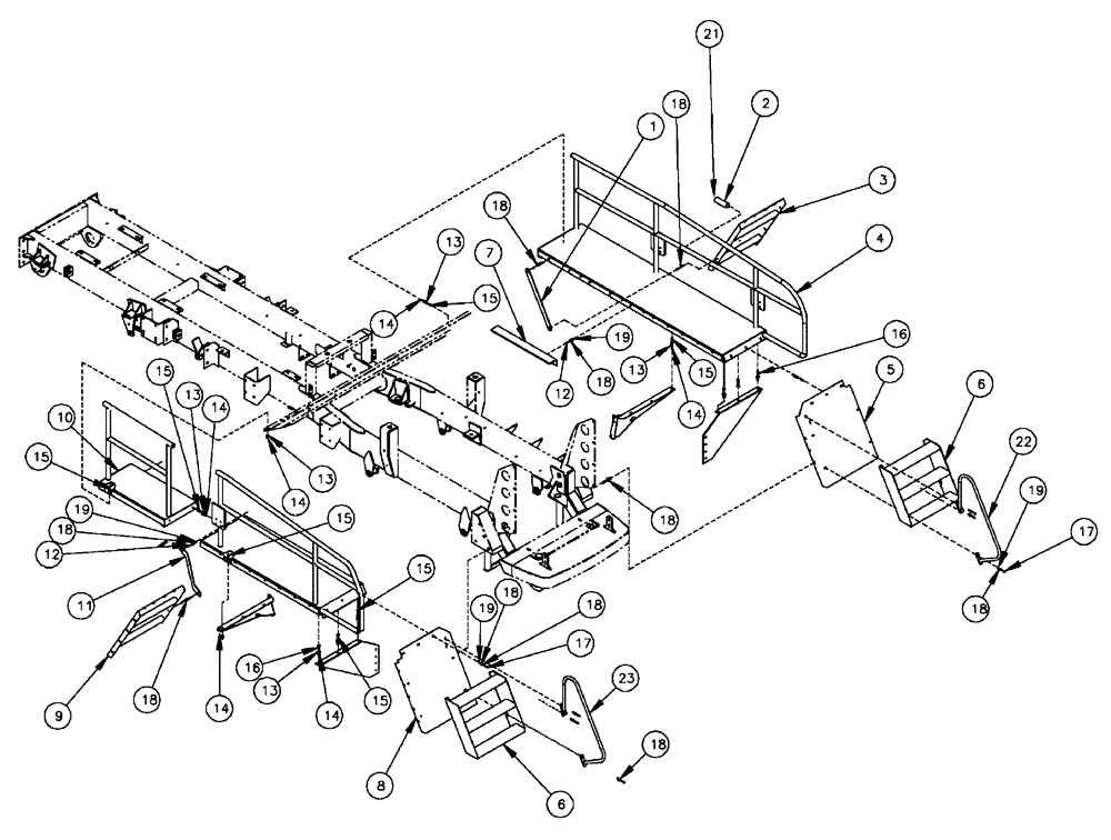 Схема запчастей Case IH FLX4375 - (04-011) - WALKWAY, FRONT FENDERS Frame & Suspension