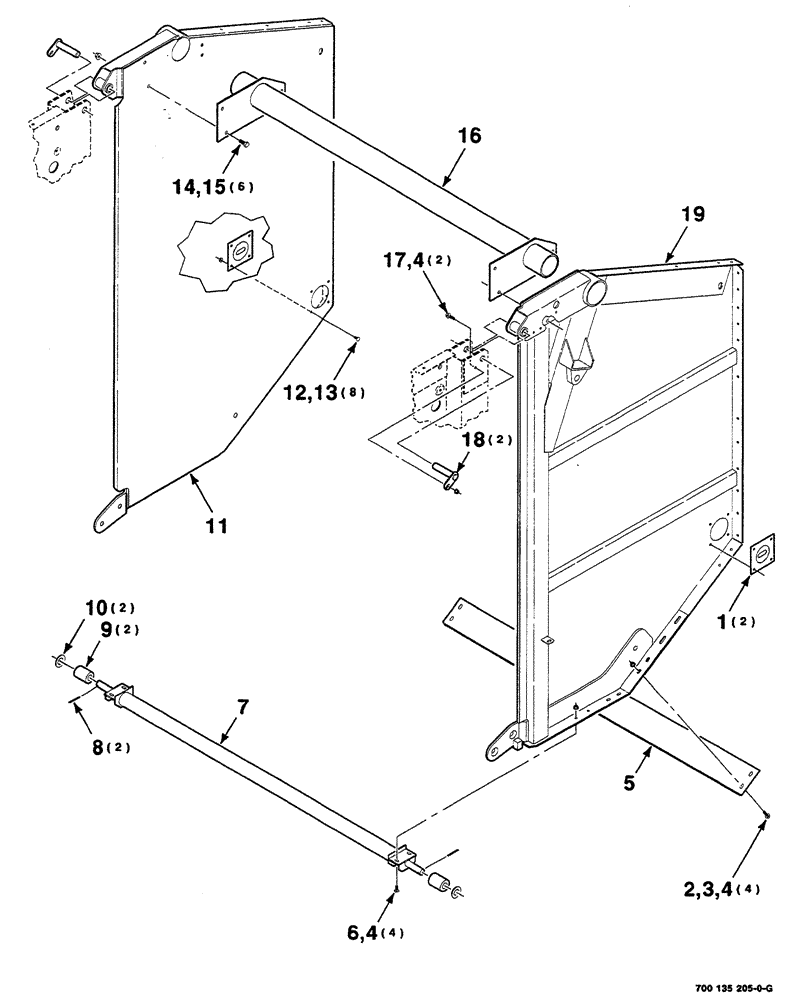 Схема запчастей Case IH RS561A - (5-002) - TAILGATE ASSEMBLY (16) - BALE EJECTOR