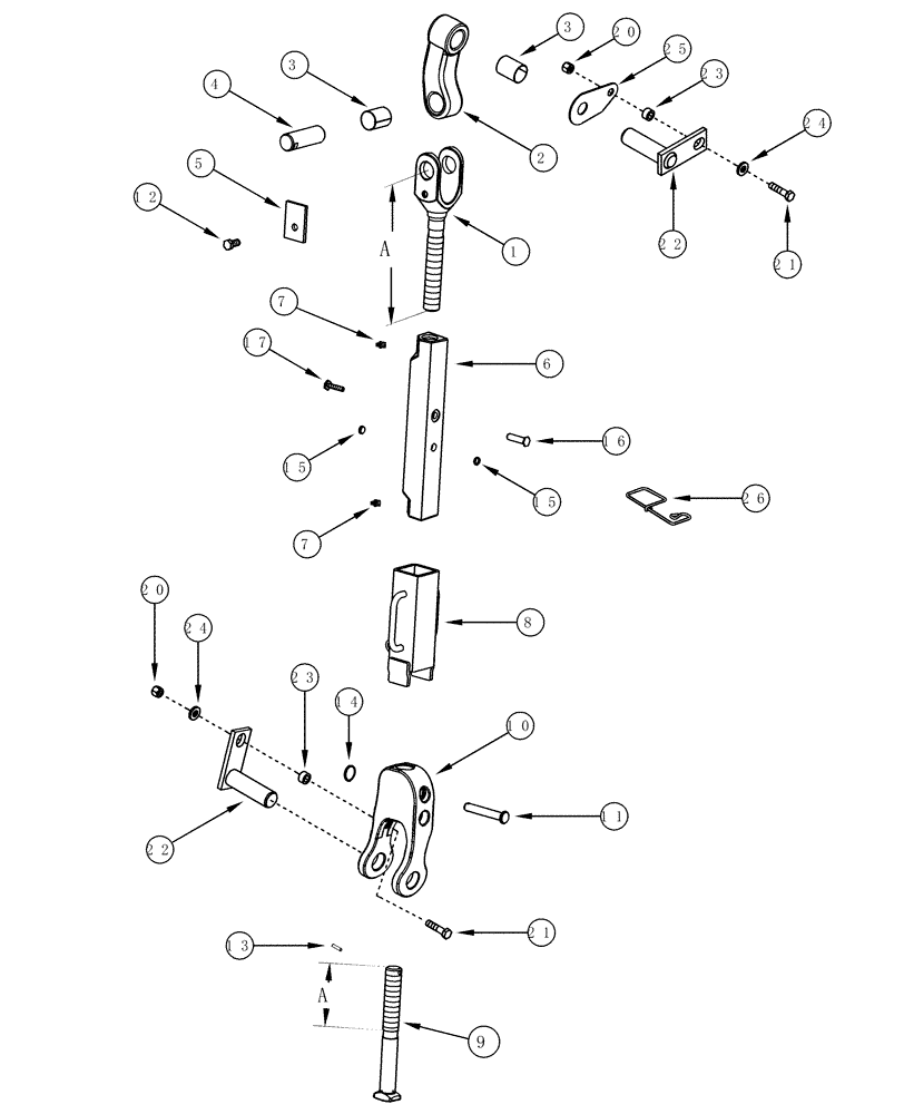 Схема запчастей Case IH MX180 - (09-53) - LIFT LINKS HITCH, WITH HIGH CLEARANCE HITCH ONLY (09) - CHASSIS/ATTACHMENTS