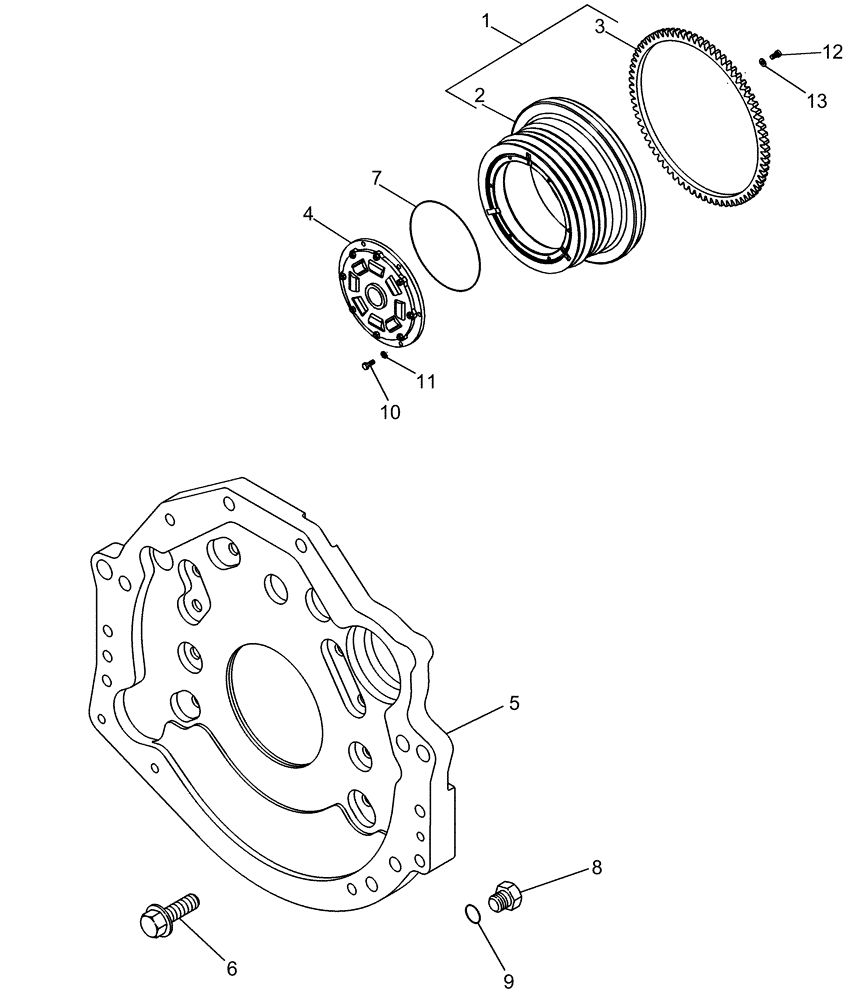 Схема запчастей Case IH 625 - (10.103.02) - FLYWHEEL AND BACKING PLATE (10) - ENGINE