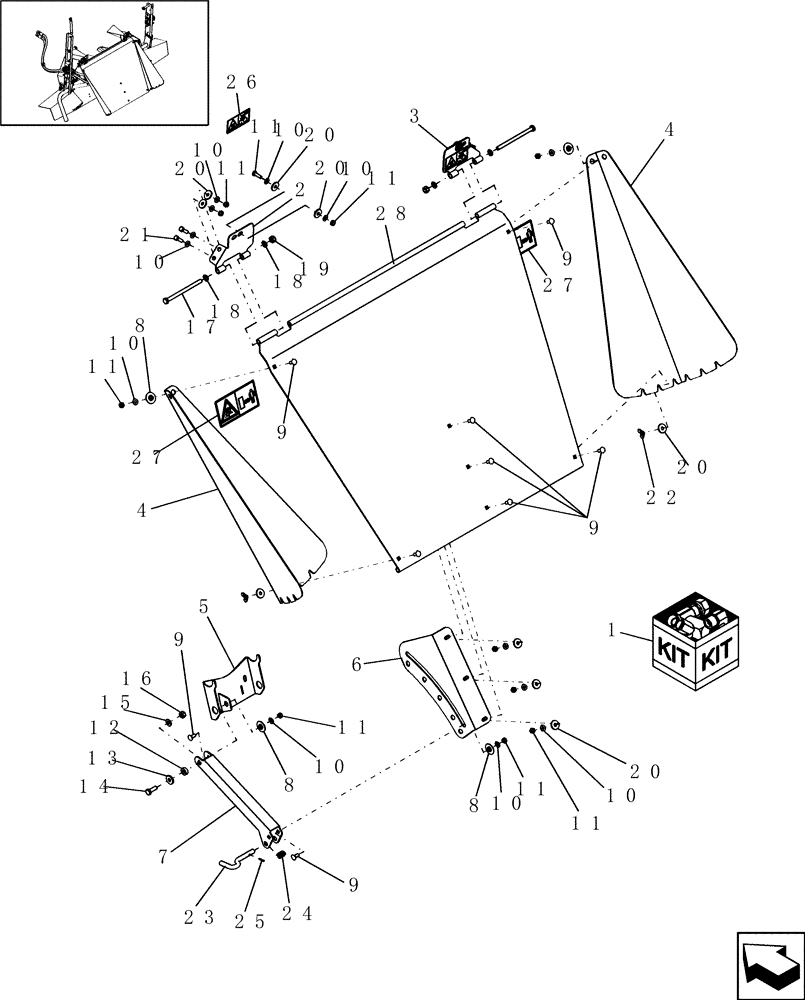 Схема запчастей Case IH 9010 - (88.230.21[02]) - KIT, SPREADER WINDROW CHUTE (88) - ACCESSORIES