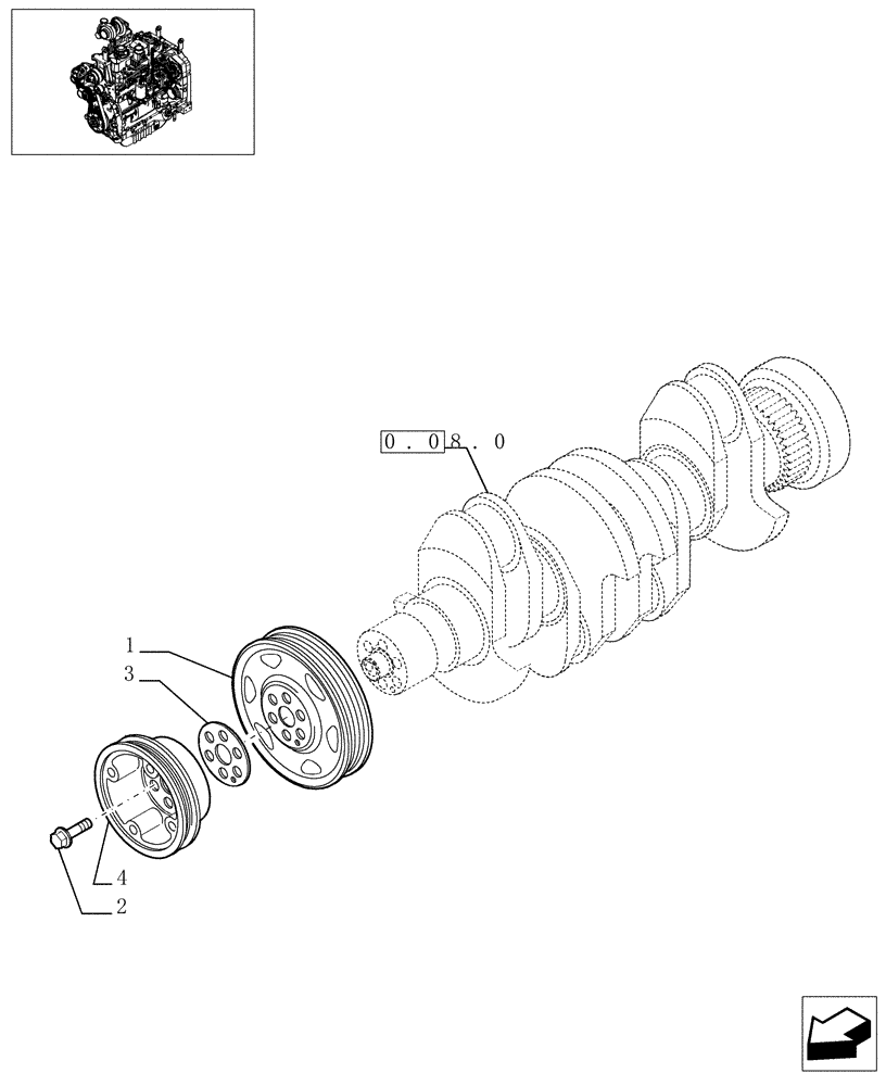 Схема запчастей Case IH MXU110 - (0.08.4/01) - PULLEY CRANKSHAFT (01) - ENGINE