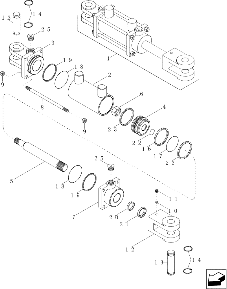 Схема запчастей Case IH 2577 - (35.410.05) - CYLINDER ASSY - FIELD TRACKER, TILT (35) - HYDRAULIC SYSTEMS