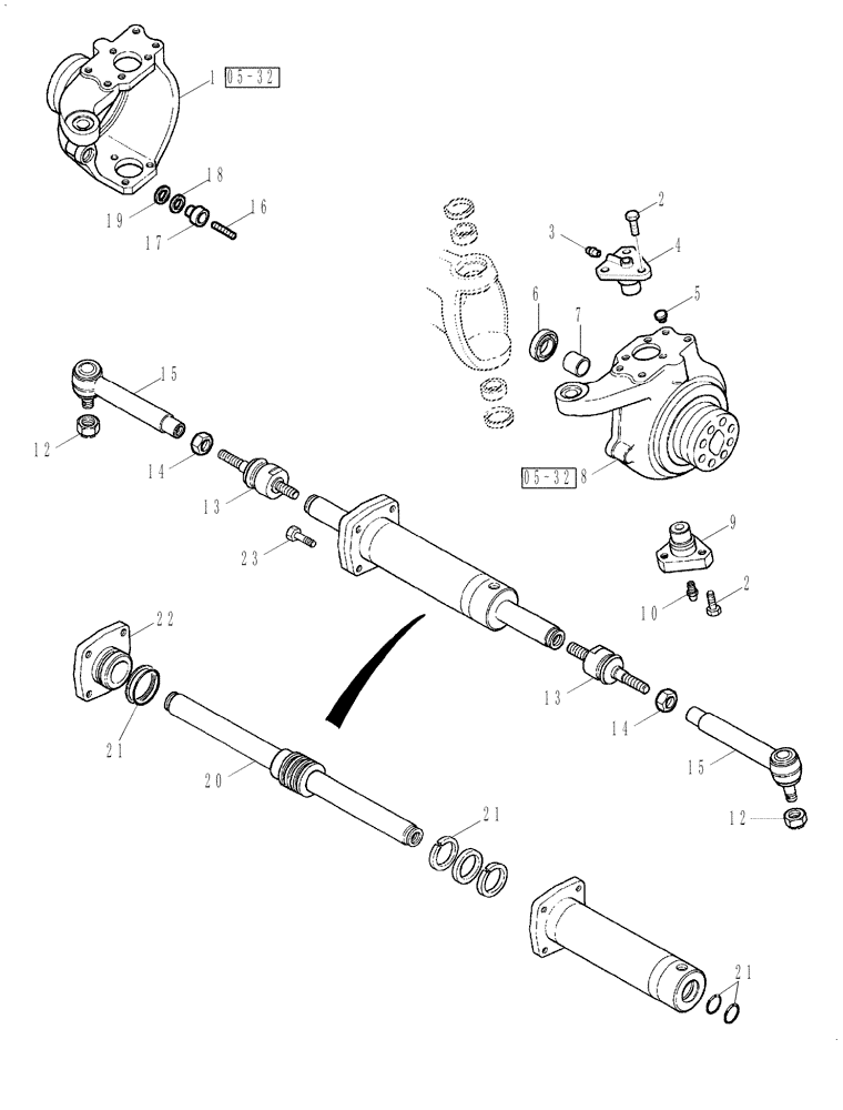 Схема запчастей Case IH MX170 - (05-14) - STEERING CYLINDER AND SWIVEL HOUSINGS (25) - FRONT AXLE SYSTEM