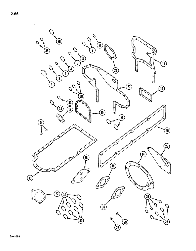 Схема запчастей Case IH 585 - (2-66) - CYLINDER BLOCK GASKET KIT (02) - ENGINE