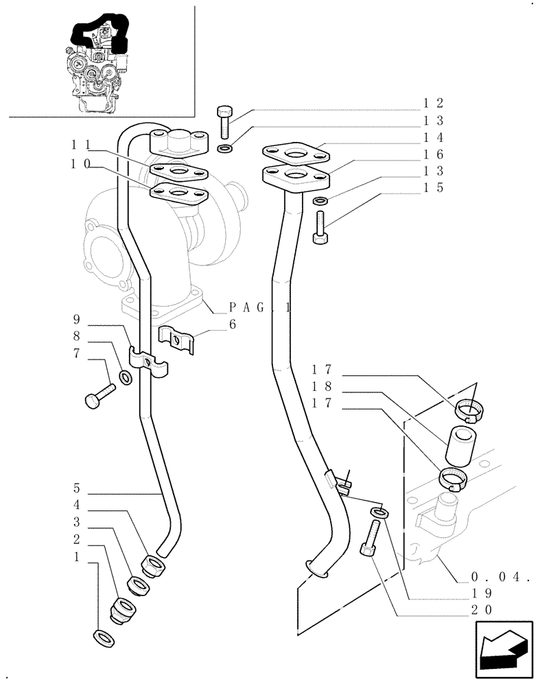 Схема запчастей Case IH JX90U - (0.24.0[02]) - TURBOCHARGING (01) - ENGINE