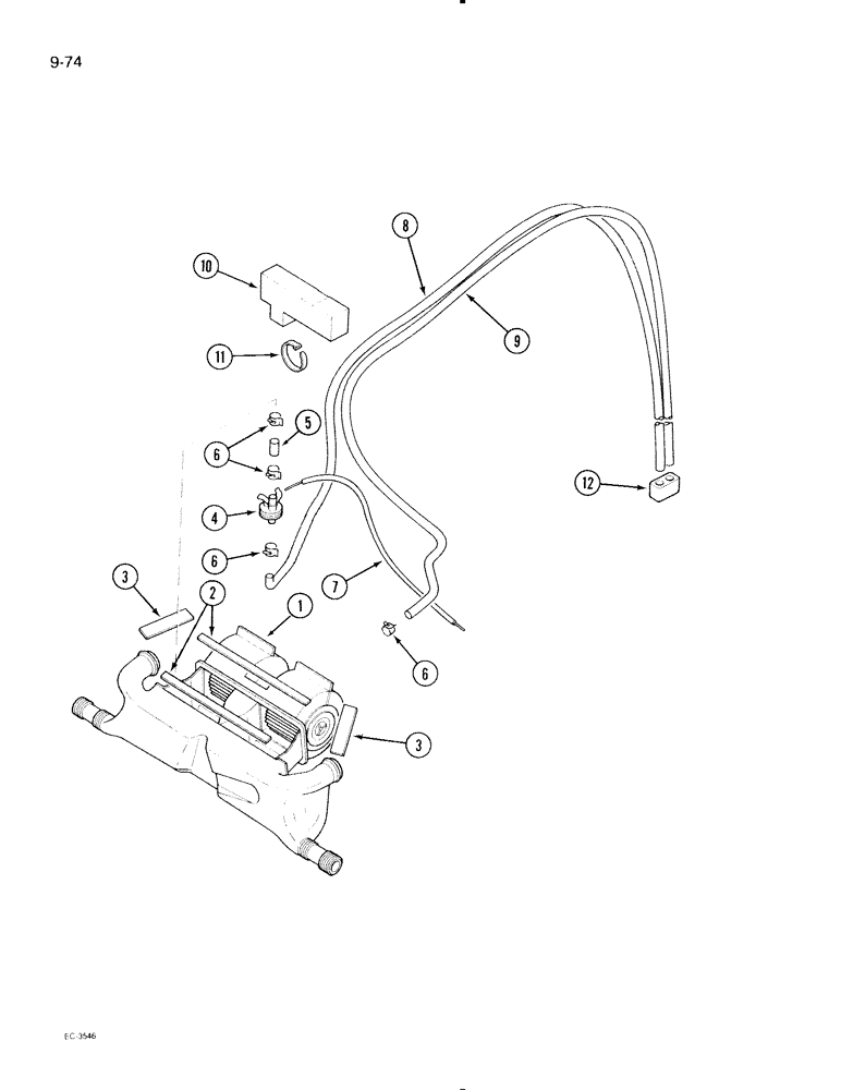 Схема запчастей Case IH 695 - (9-074) - CAB, HEATER PIPES (09) - CHASSIS/ATTACHMENTS