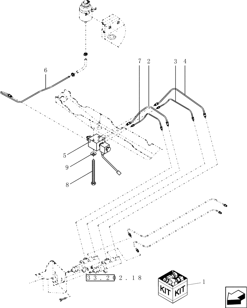Схема запчастей Case IH 9120 - (33.202.23) - KIT, SERVICE BRAKE PRESSURE LIMITER (33) - BRAKES & CONTROLS