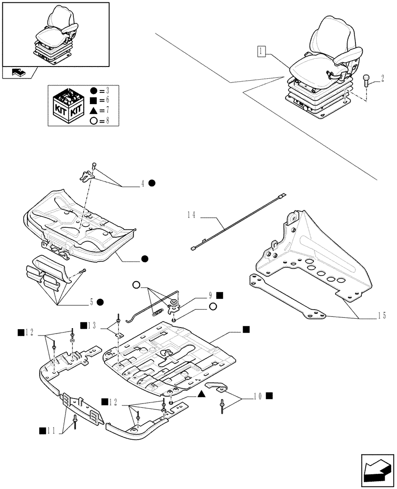 Схема запчастей Case IH PUMA 165 - (1.93.3/ E[03]) - SEAT WITH AIR SUSPENSION, BELT AND SWITCH - BREAKDOWN (10) - OPERATORS PLATFORM/CAB