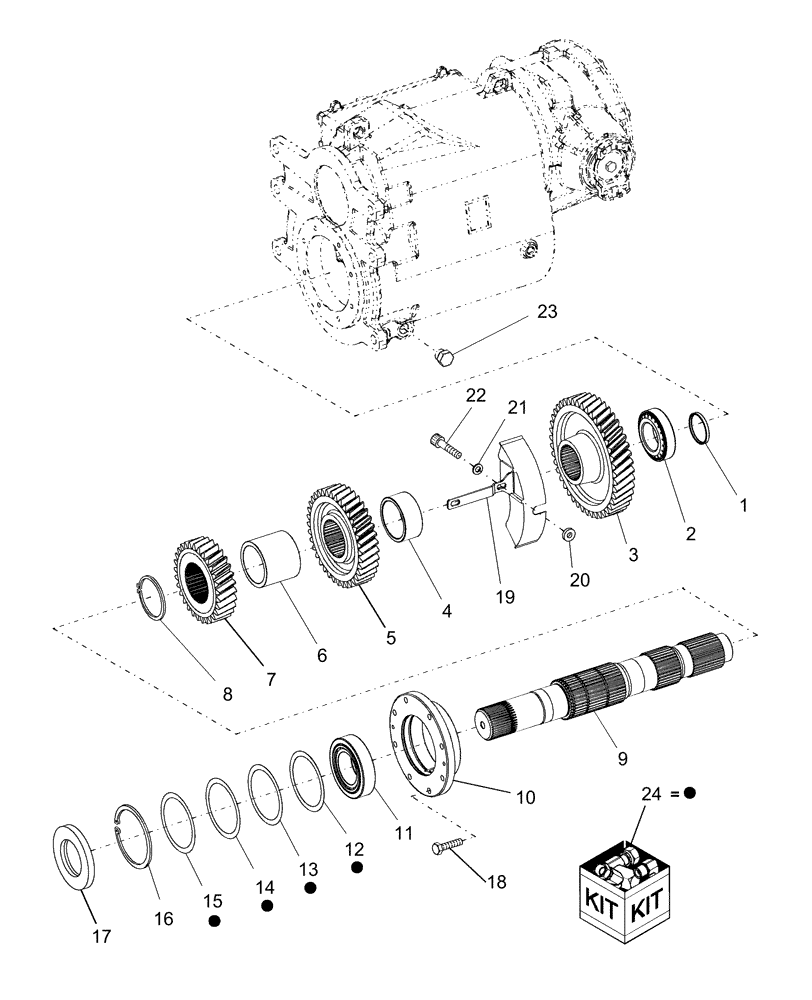 Схема запчастей Case IH AFX8010 - (K.40.C.44[4]) - OUTPUT SHAFT & GEARS, ROTOR GEARBOX K - Crop Processing