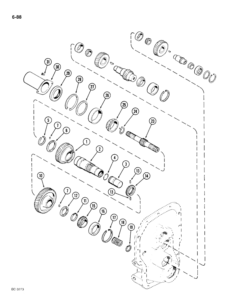 Схема запчастей Case IH 1896 - (6-88) - PTO OUTPUT SHAFT, DUAL SPEED, 540 - 1000 RPM (06) - POWER TRAIN