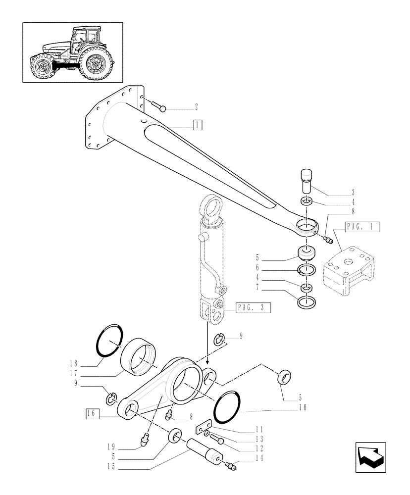 Схема запчастей Case IH MXM130 - (1.21.3/01[02]) - (VAR.452/1) 4WD FRONT AXLE WITH SUSPENSIONS, BRAKE, TERRALOCK, SPS - ARM AND SUSPENSIONS (03) - TRANSMISSION