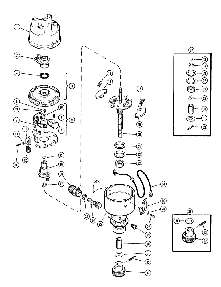 Схема запчастей Case IH M570AT - (036) - DISTRIBUTOR, (159) SPARK IGNITION ENGINE (04) - ELECTRICAL SYSTEMS