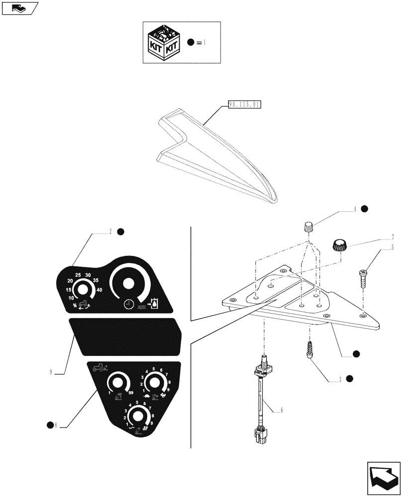 Схема запчастей Case IH QUADTRAC 550 - (55.440.02) - ARMREST CONTROLS - REAR ELECTRONIC DRAFT CONTROLS WITH ELECTROHYDRAULIC REMOTES AND WITH SLIP CONTROL (55) - ELECTRICAL SYSTEMS