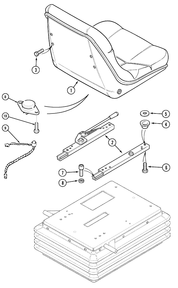 Схема запчастей Case IH 5220 - (9-136) - SEAT, STANDARD TRACTORS WITHOUT CAB (09) - CHASSIS/ATTACHMENTS