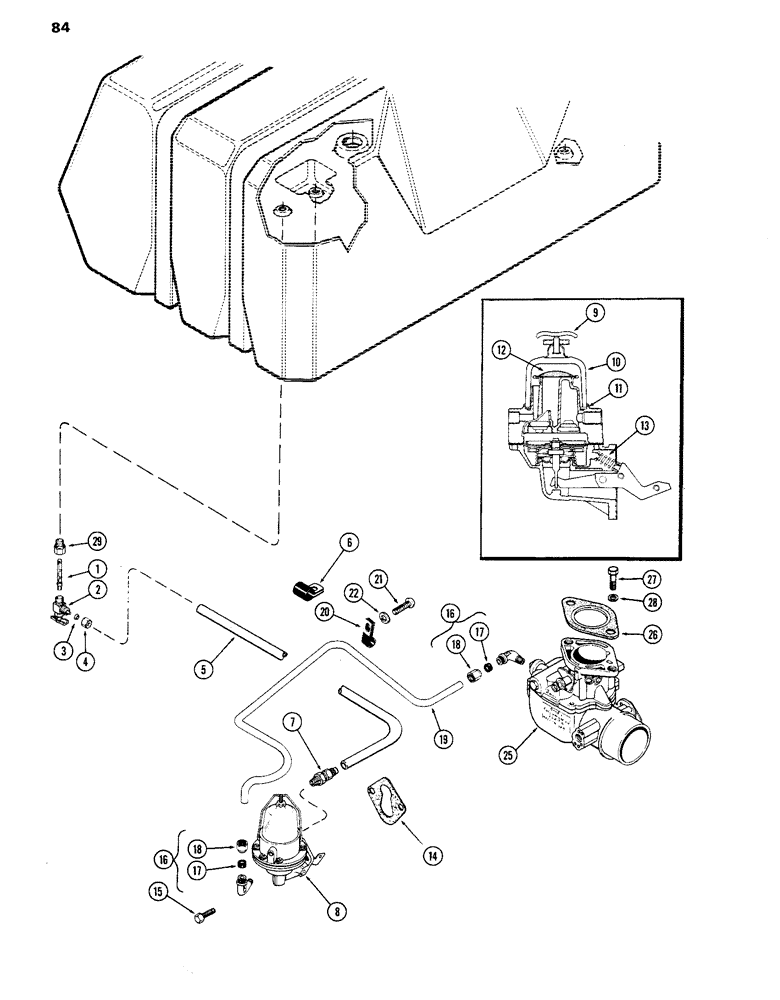 Схема запчастей Case IH 770 - (084) - FUEL PUMP AND LINES, 251B SPARK IGNITION ENGINE (03) - FUEL SYSTEM