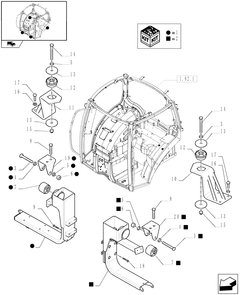 Схема запчастей Case IH PUMA 125 - (1.92.6) - CAB SUPPORTS (10) - OPERATORS PLATFORM/CAB