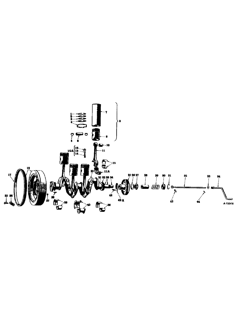 Схема запчастей Case IH FARMALL MD - (018) - CARBURETED ENGINE, CRANKSHAFT, RODS, PISTONS, CYLINDER SLEEVES, DRIVE PULLEY, FLYWHEEL & CRANK (01) - ENGINE