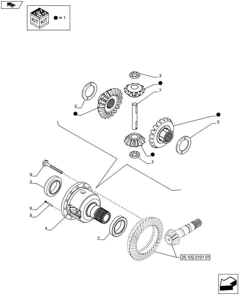 Схема запчастей Case IH PUMA 200 - (25.102.0301[01]) - 4WD FRONT AXLE WITH ACTIVE SUSPENSIONS - DIFFERENTIAL LOCKING (VAR.720463-728212) (25) - FRONT AXLE SYSTEM