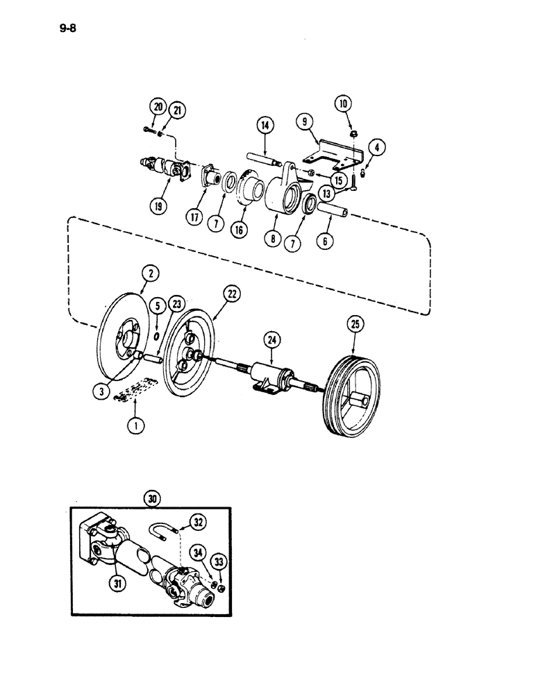 Схема запчастей Case IH 1620 - (9-008) - SEPARATOR JACKSHAFT DRIVE, PRIOR TO P.I.N. JJC0022115 (13) - FEEDER