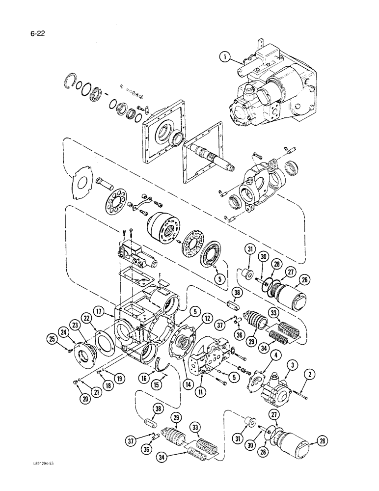 Схема запчастей Case IH 1640 - (6-22) - HYDROSTATIC PUMP (03) - POWER TRAIN