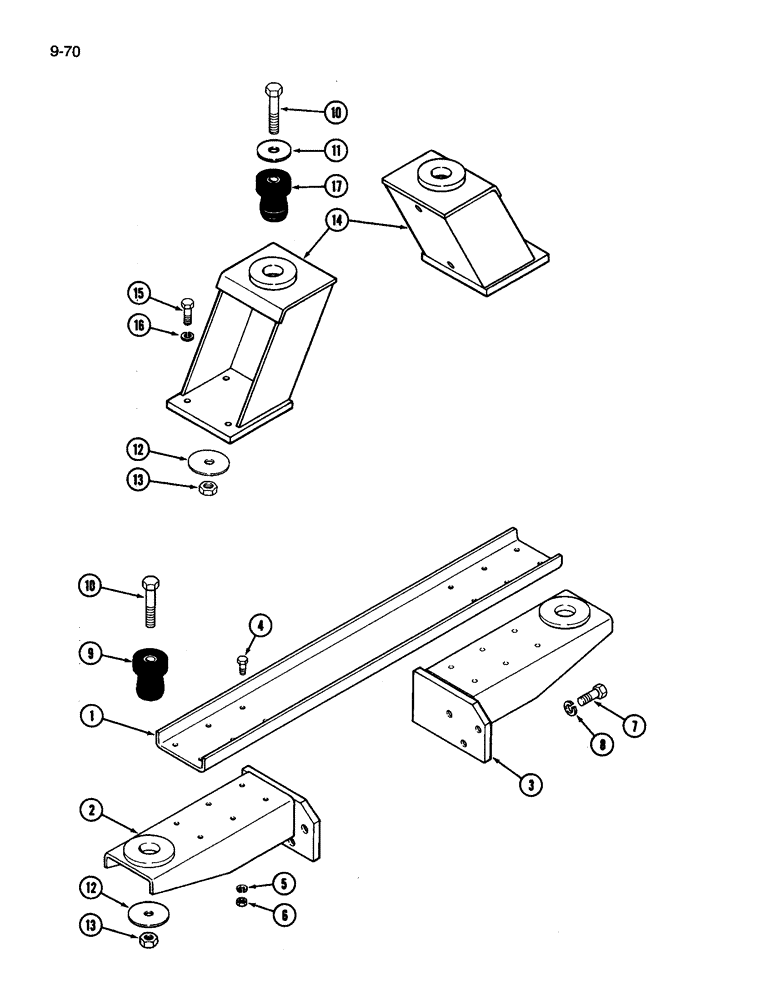 Схема запчастей Case IH 3394 - (9-070) - CAB AND FOUR POST ROPS FRAME, FRONT AND REAR MOUNTS (09) - CHASSIS/ATTACHMENTS