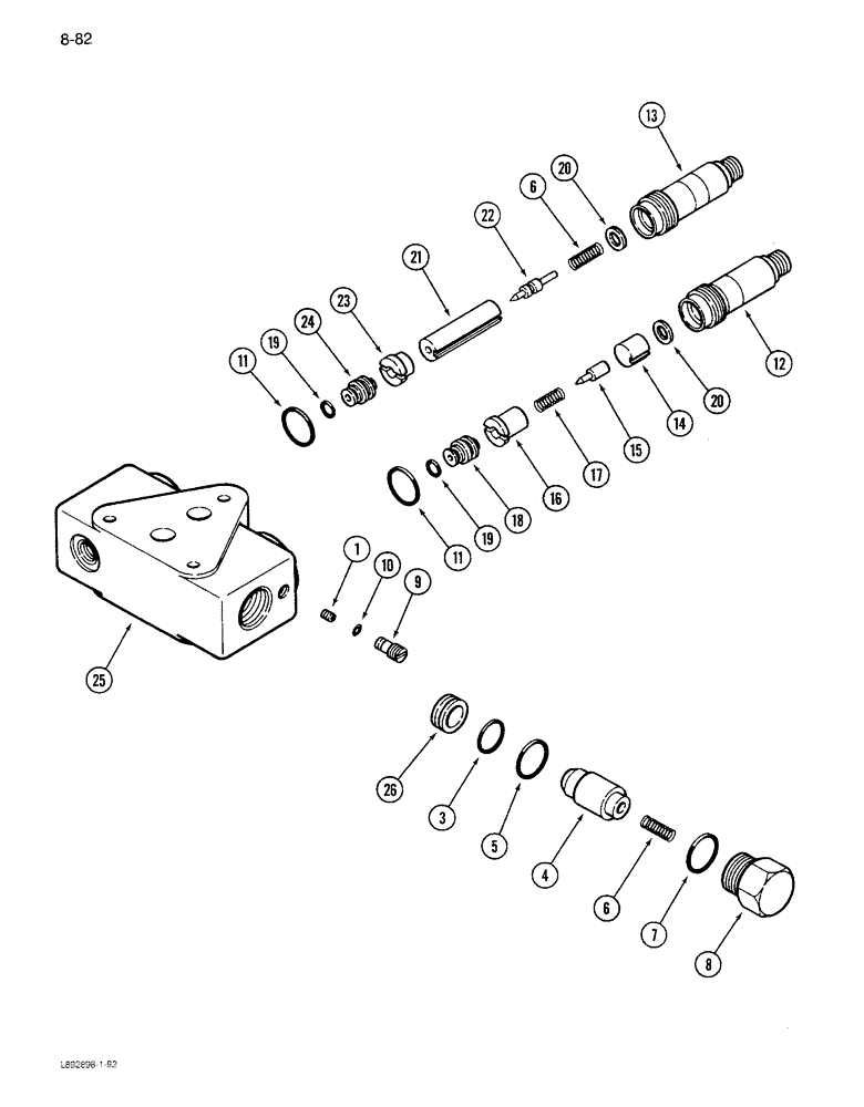 Схема запчастей Case IH 1680 - (8-082) - UNLOAD/SINGLE BI-DIRECTIONAL VALVE ASSEMBLY, FOR REEL LIFT (07) - HYDRAULICS