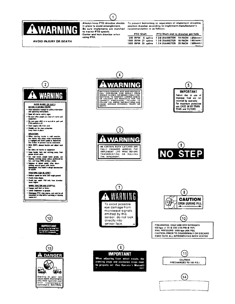 Схема запчастей Case IH 8940 - (9-112) - DECALS, SAFETY AND INSTRUCTION (09) - CHASSIS/ATTACHMENTS