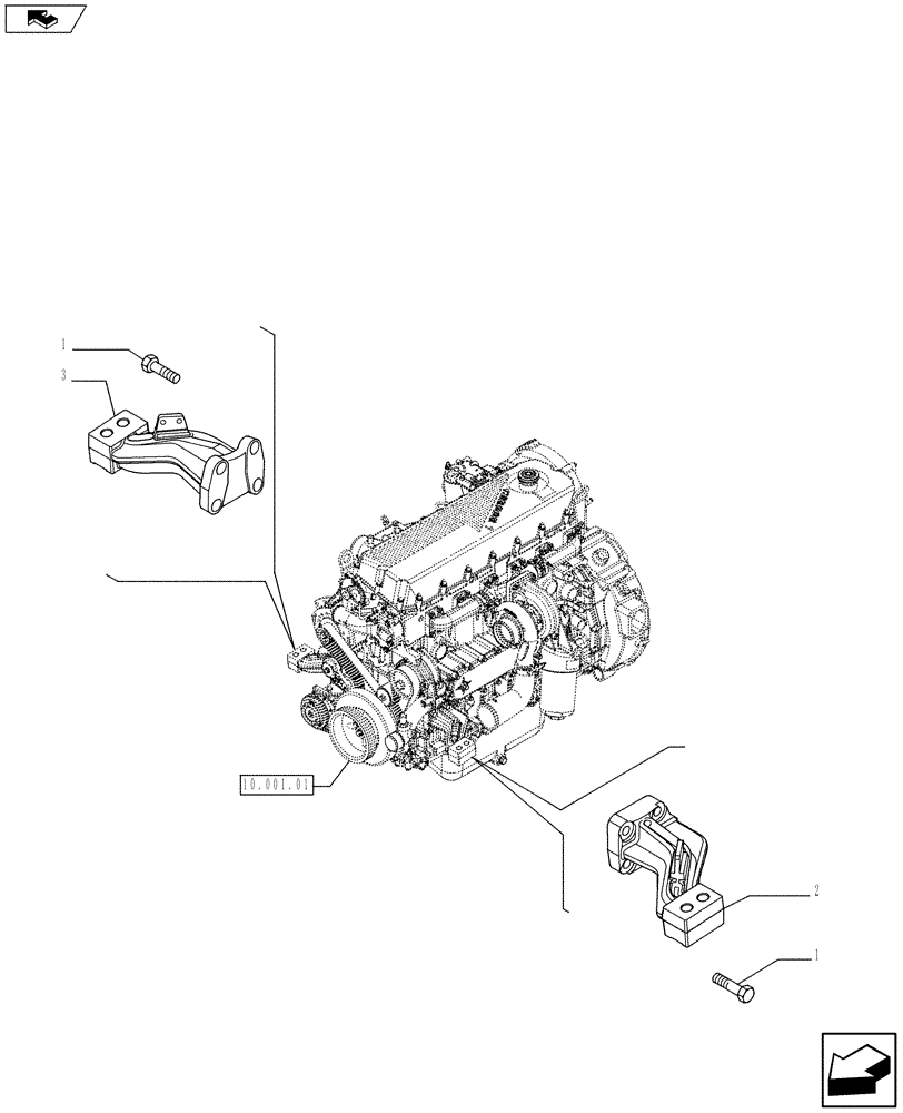 Схема запчастей Case IH F2CFE613A A016 - (10.012.01) - ENGINE SUSPENSION (50129590) (10) - ENGINE