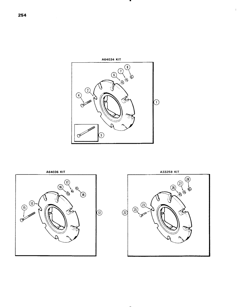 Схема запчастей Case IH 1270 - (254) - REAR WHEEL WEIGHT KITS, STARTER SET FOR 38 INCH OR 42 INCH CAST WHEEL (06) - POWER TRAIN