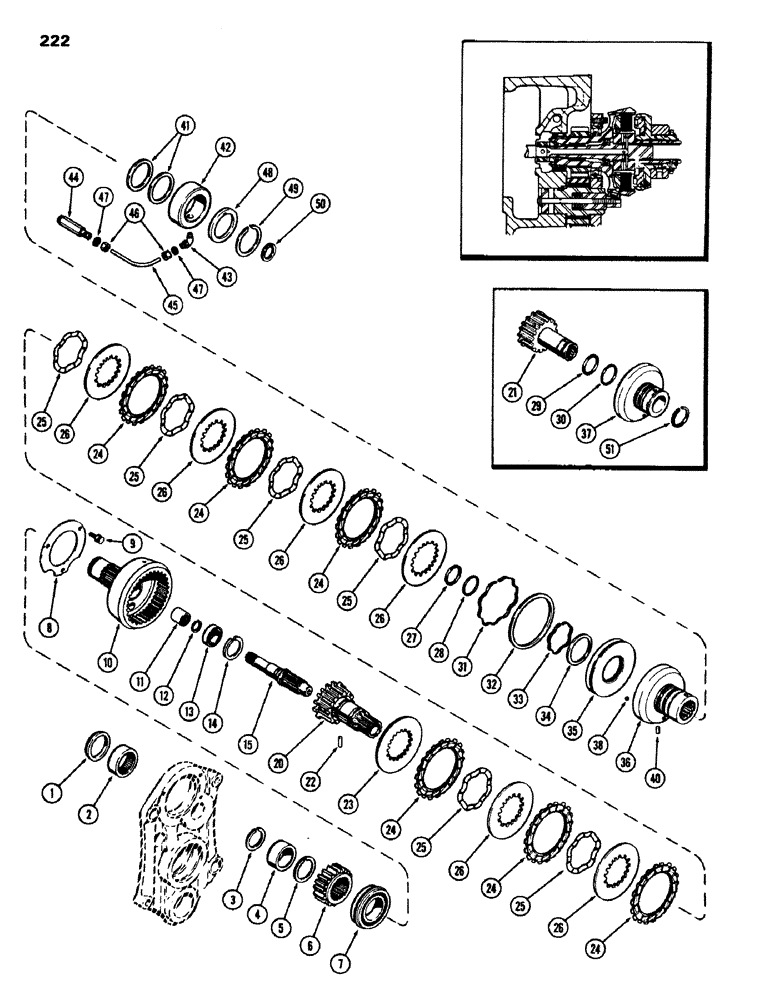 Схема запчастей Case IH 970 - (222) - P.T.O. CLUTCH AND DRIVE (06) - POWER TRAIN