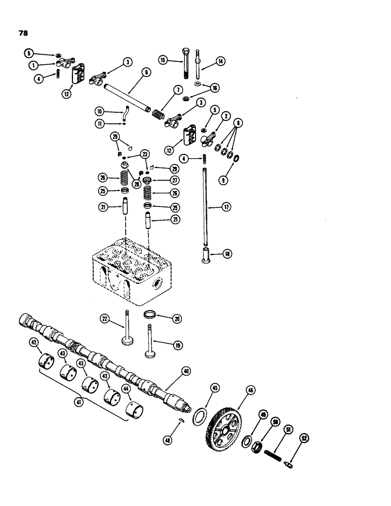 Схема запчастей Case IH 970 - (078) - VALVE MECHANISM AND CAMSHAFT, (377B) SPARK IGNITION ENGINE (02) - ENGINE