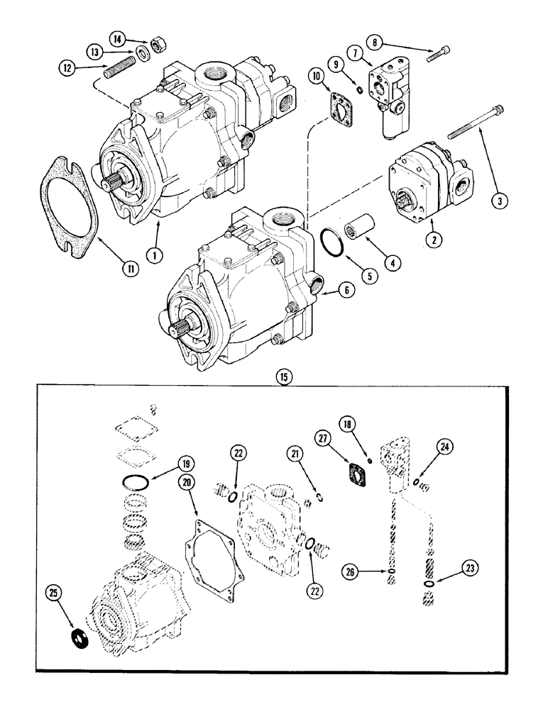 Схема запчастей Case IH 2394 - (8-012) - GEAR AND PISTON PUMP (08) - HYDRAULICS