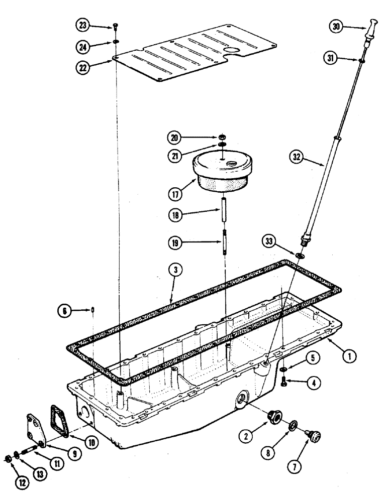 Схема запчастей Case IH 4890 - (2-46) - OIL PAN AND DIPSTICK, 674 CUBIC INCH DIESEL ENGINE, PRIOR TO ENGINE S/N 5251705 (02) - ENGINE