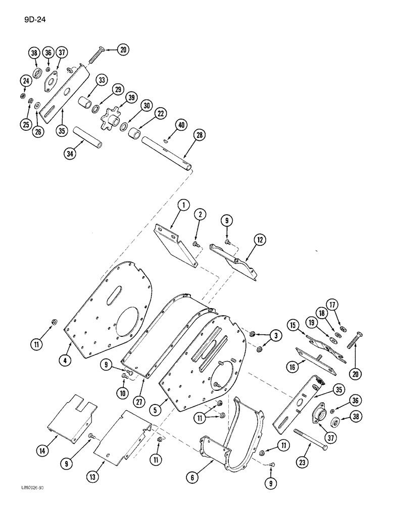 Схема запчастей Case IH 1680 - (9D-24) - TAILINGS ELEVATOR HEAD (16) - GRAIN ELEVATORS & AUGERS