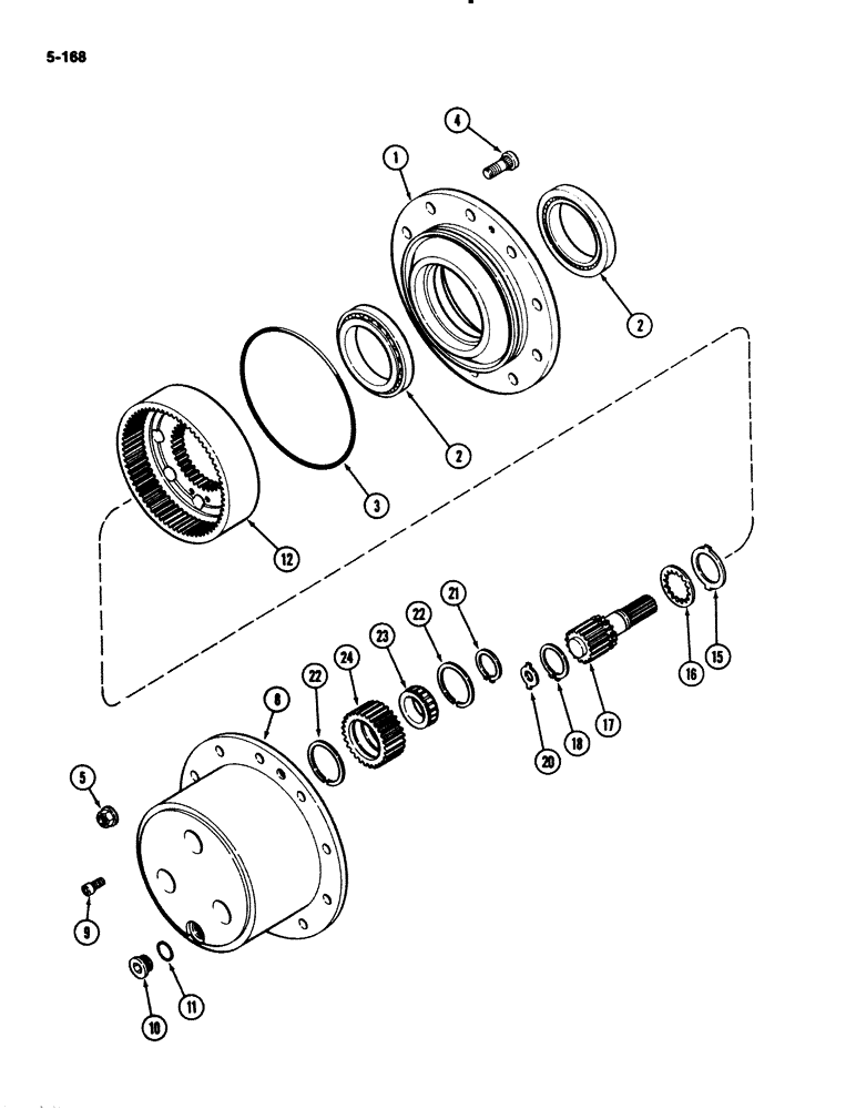 Схема запчастей Case IH 2294 - (5-168) - FRONT AXLE PLANETARIES AND HUB, MFD TRACTORS, ZF AXLE (05) - STEERING