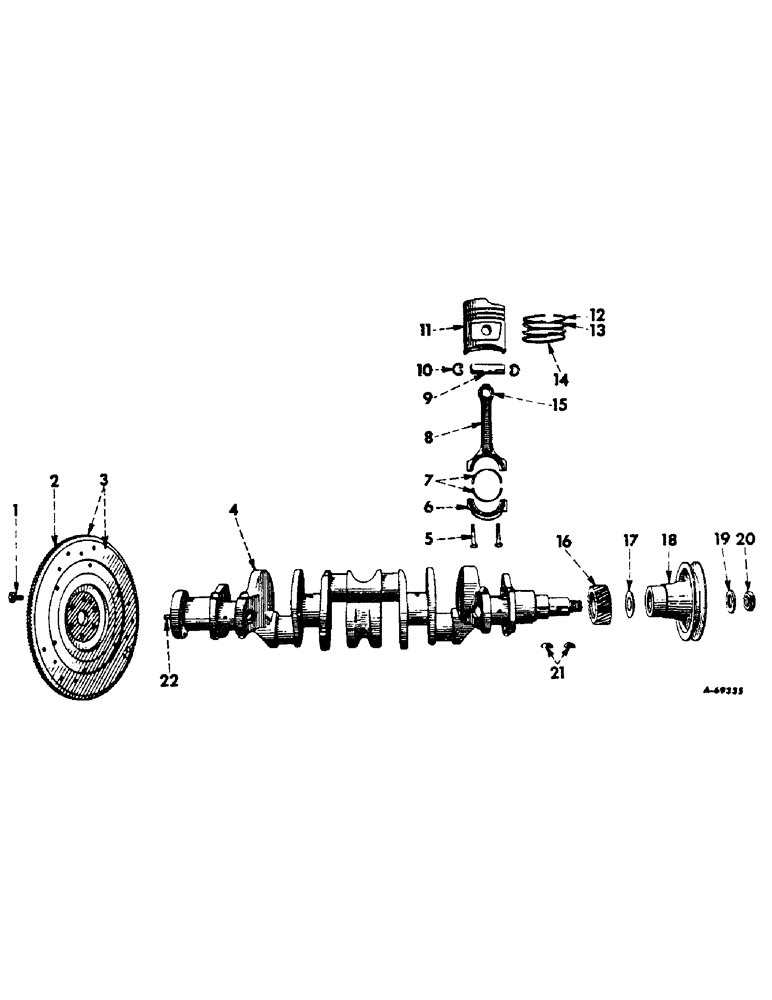 Схема запчастей Case IH 303 - (325) - BD-220 ENGINE, 3-9/16 X 3-11/16, PISTONS, PINS, CONNECTING RODS, CRANKSHAFT AND FLYWHEEL (10) - ENGINE