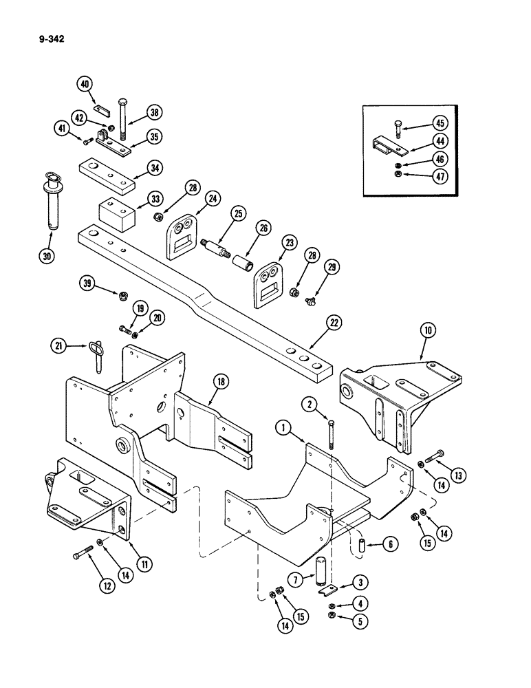 Схема запчастей Case IH 4994 - (9-342) - DRAWBAR AND SUPPORTS, P.I.N. 8865846 AND AFTER (09) - CHASSIS/ATTACHMENTS