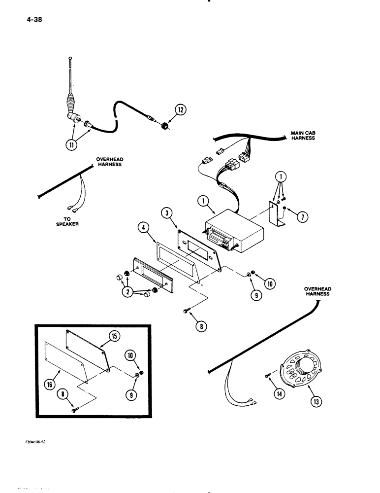 Схема запчастей Case IH 9110 - (4-38) - RADIO AND SPEAKERS (04) - ELECTRICAL SYSTEMS