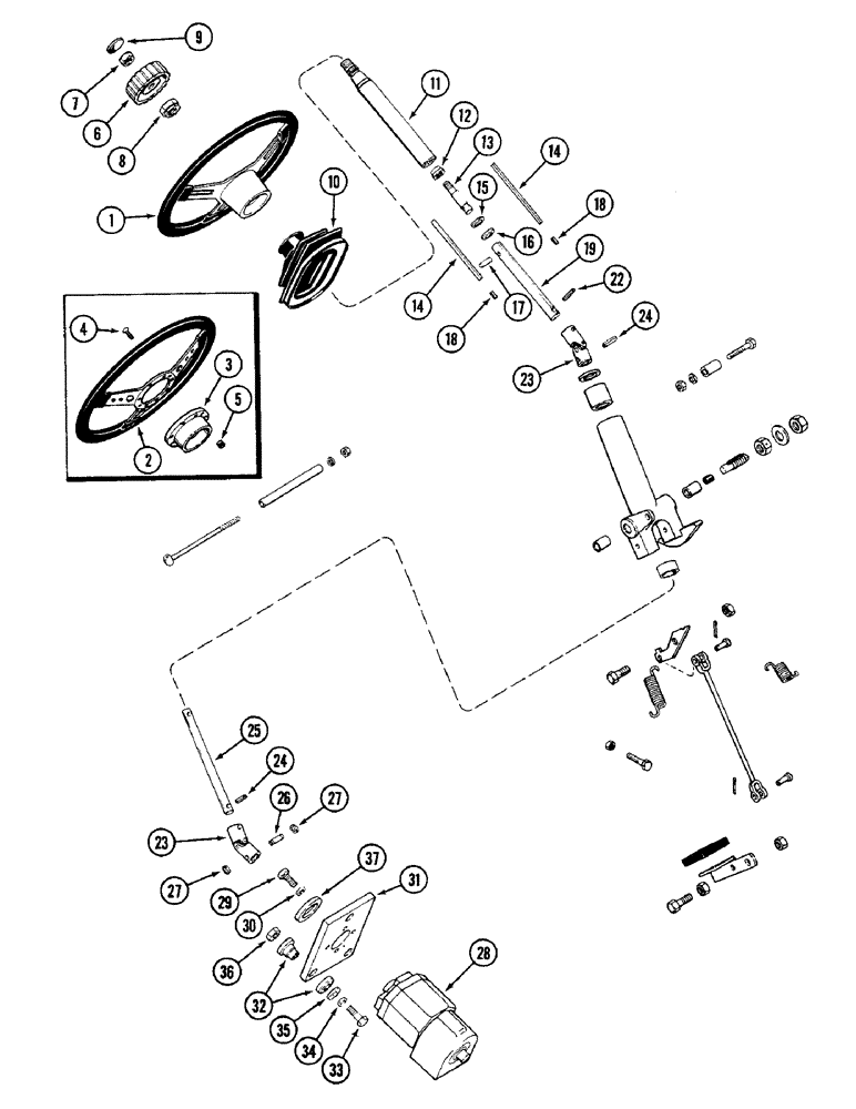 Схема запчастей Case IH 4690 - (5-120) - DELUXE STEERING WHEEL, SHAFT AND PUMP (05) - STEERING