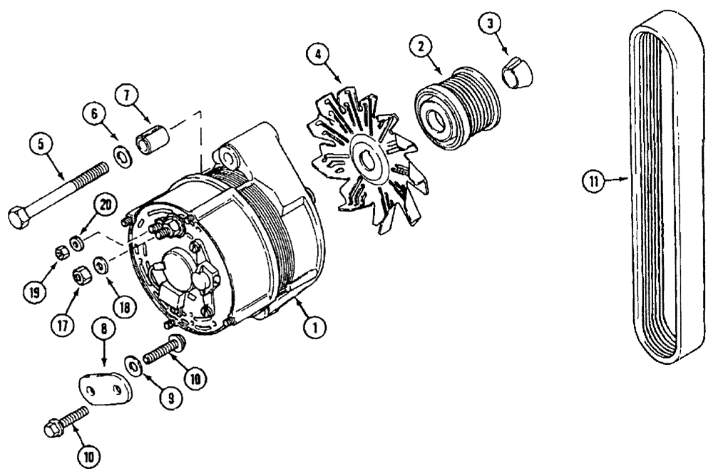 Схема запчастей Case IH SPX3310 - (03-032) - ALTERNATOR PACKAGE (01) - ENGINE