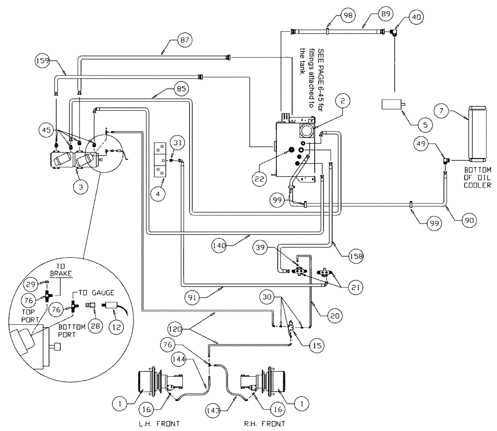 Схема запчастей Case IH 3150 - (06-002) - HYDROSTATIC PUMP GROUP Hydraulic Plumbing