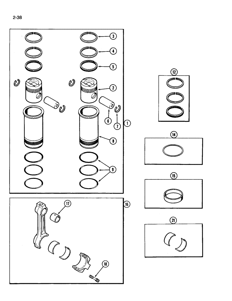 Схема запчастей Case IH 3394 - (2-38) - PISTON AND SLEEVE ASSEMBLY, 504BDT DIESEL ENGINE (02) - ENGINE