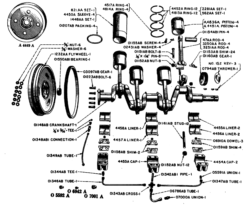 Схема запчастей Case IH L-SERIES - (006) - PISTONS, CONNECTING RODS AND CRANKSHAFT (02) - ENGINE