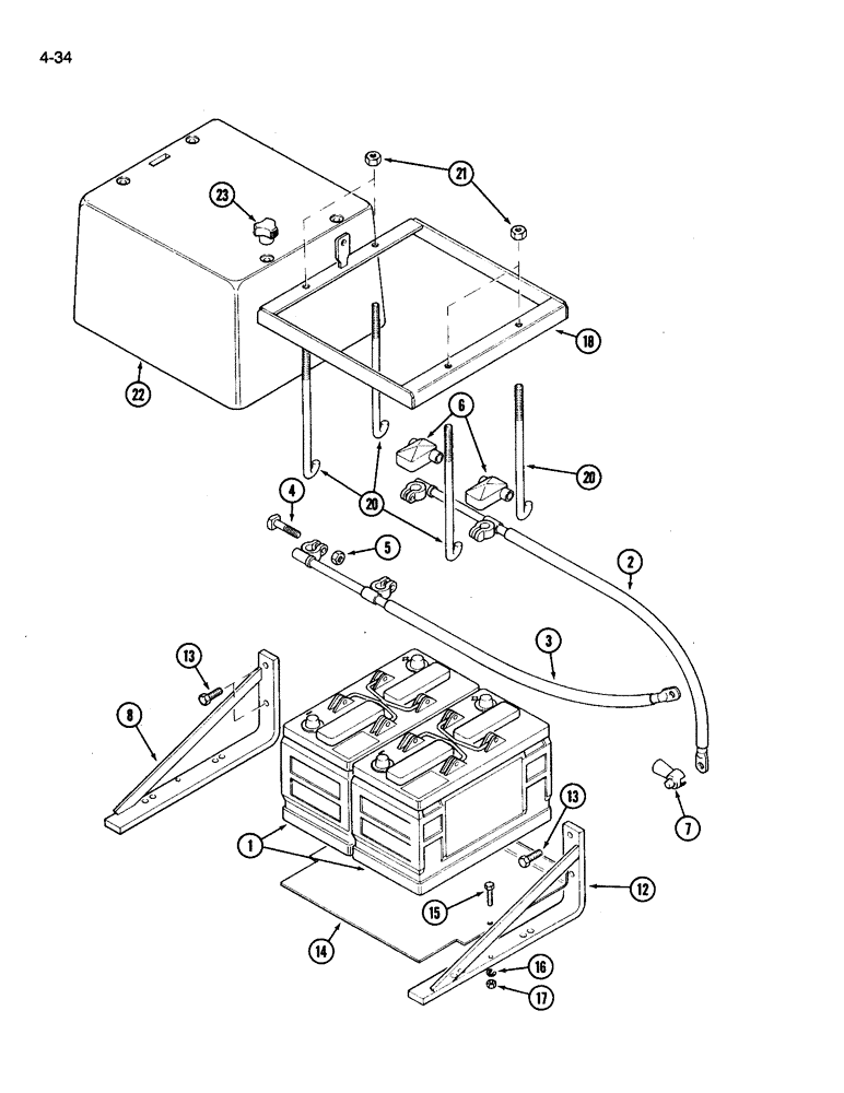 Схема запчастей Case IH 3394 - (4-34) - BATTERY, CABLES AND BATTERY BOX (04) - ELECTRICAL SYSTEMS