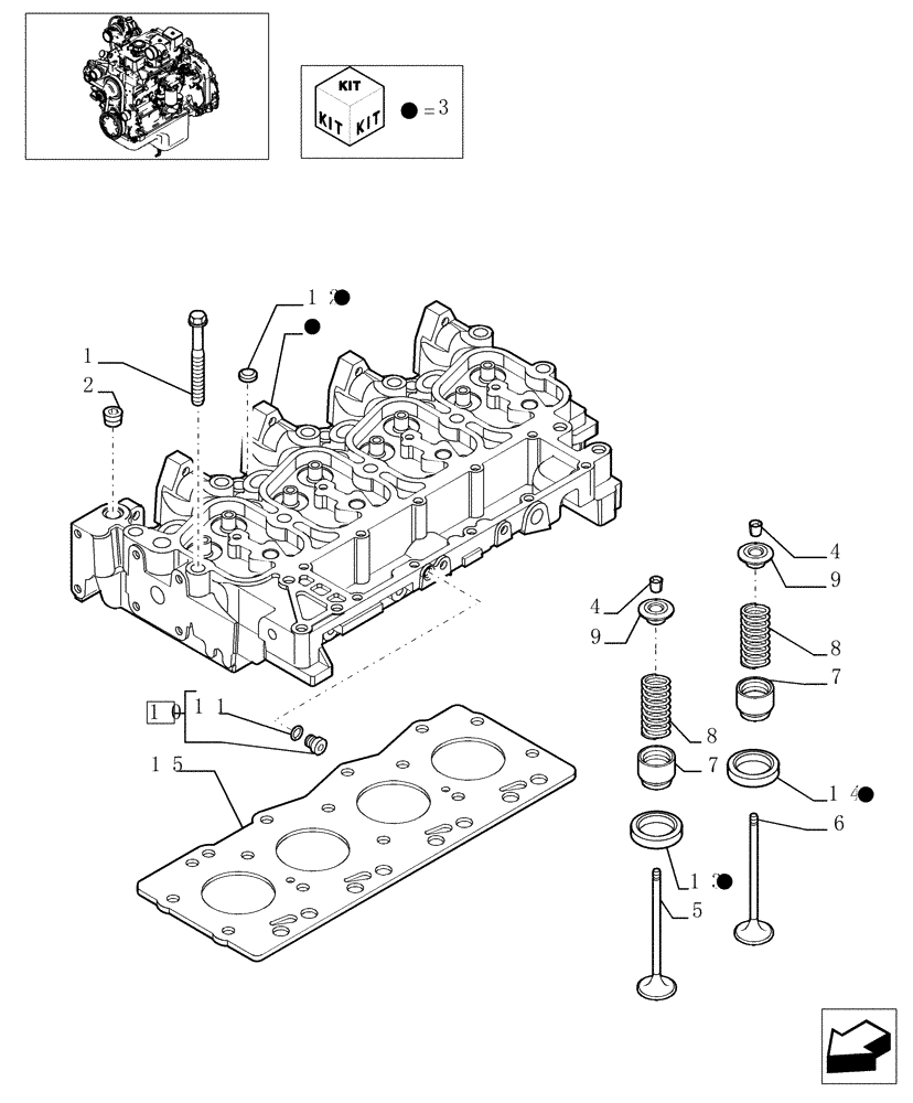 Схема запчастей Case IH PX85 - (0.06.0[01]) - CYLINDER HEAD (4895798) (02) - ENGINE