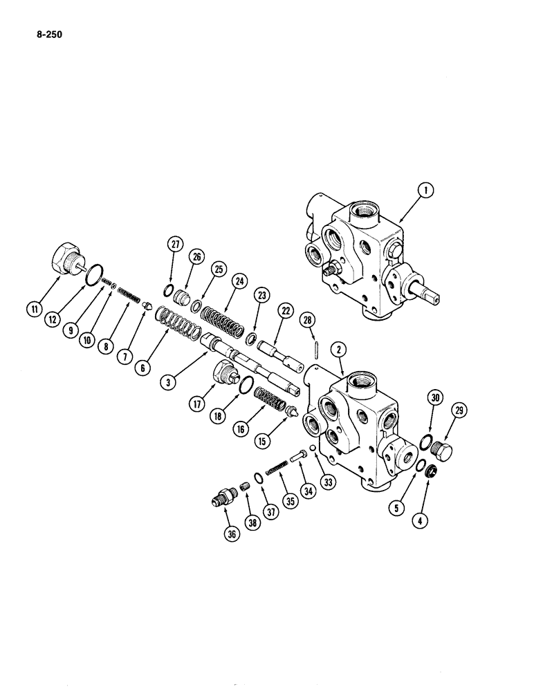 Схема запчастей Case IH 4490 - (8-250) - HYDRAULIC PRESSURE REGULATOR VALVE (08) - HYDRAULICS